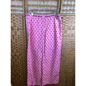 Y2K Juicy Couture pajama pants pink black logo Sz Lg Choose Juicy pjs lounge
